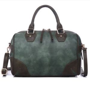 NWT! Olive Pebbled Vegan Leather Satchel/Crossbody